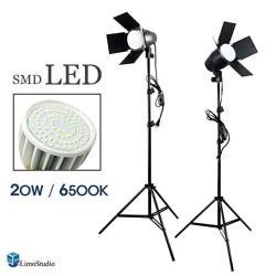 LimoStudio LED Day Light Bulb 2 Pcs X Continuous Barndoor Light Stand Kit For Photography Photo Studio