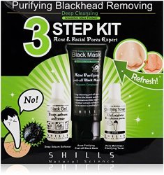 Shill Purifying Blackhead Removing 3 Step Kit Peel-off Charcoal Deep Cleansing Acne Face Mask