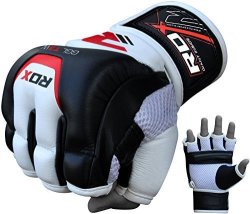 Rdx Cow Hide Leather Mma Grappling Gloves Ufc Cage Fighting Sparring Glove Training T3 XL White