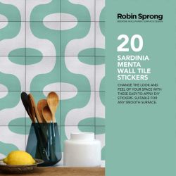 Robin Sprong Pack Of 20 15 X 15 Cm Sardinia Menta Wall Tile Stickers
