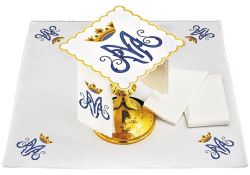 Altar Linen Set - M In Gold And Blue - 100% Linen