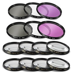 55MM And 58MM 14 Piece Filter Set Includes 3 PC Filter Kit Uv-cpl-fld And 4 PC Close Up Filter Set +1+2+4+10 For Nikon D5600