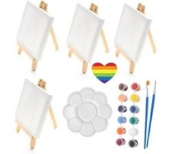 Craft Small Art Party Supplies MINI Canvas And Easel 10CM & Heart