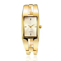 Chezabbey Women's Original Elegant Square Dial Quartz Bangle Wrist Watch With Alloy Watch Strap White Dial