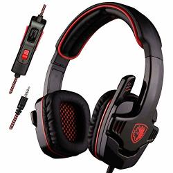 Sades PS4 Gaming Headset Headphone Stereo Over Ear Wired 3.5MM Headphone With Microphone For LAPTOP PC MAC PS4 IPAD IPOD PHONES XBOX 360 XBOX ONE-SA708GT Red Black
