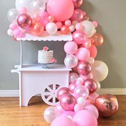 London Vierston Pink Balloon Garland & Arch Kit 100 Pink Rose Gold White Balloons Party Decorations For Birthdays Baby Showers Weddings Anniversaries Quinceaneras Glue Dots & Arch Strip