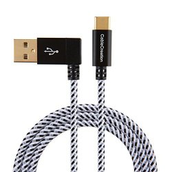 USB Type C Cable Cablecreation 4 Ft Left Angle USB 2.0 A To USB C Braided Cable For New Macbook Pro Nexus 5X 6P Moto Z