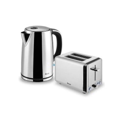 Swan Classic Polished Stainless Steel Cordless Kettle & 2 Slice Toaster