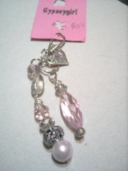 S keyring..pink Faceted Glass Crystal Catseye Pink Pearl Metal..fruit Of The Spirit...love