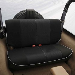 Fh Group FH-FB063010S2 Cloth Car Bench Seat Covers With Piping Rear Set For Jeep Wrangler Black