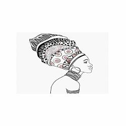 Moocom Afro Decor Stylish Floor Sticker Exotic Safari Lady In Boho Turban Glamour Authentic Folkloric Fashion Design For Kitchen Living Room 35.4" L X 23.6" W