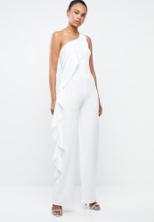 white one shoulder jumpsuit