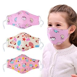 Aniwon 3PCS Mouth Mask Kid Face Mask Cartoon Breathable Anti Dust Half Face Mask Cotton Mask For Kid