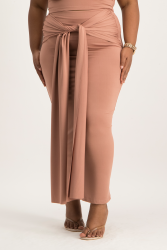 Savannah Wrap Tie Detail Skirt - Blush - XL
