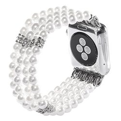 Sasairy Womens Watch Band Natural Stone Beaded Strap Band For Apple Watch Series 1 2
