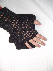 Adult Open Finger Gloves - Crochet Wool No Finger