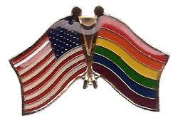 Box Of 12 Rainbow Gay Pride & Us Crossed Flag Lapel Pins Lgbt & American Double Friendship Pin Badge