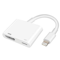 Lightning To HDMI Adapter Lightning To Digital Av Adapter 1080P With Lightning Charging Port For Select Iphone Ipad And Ipod Models And Tv Monitor Projector