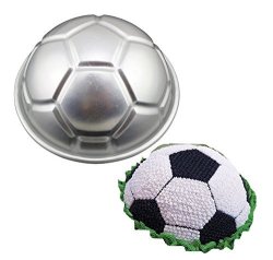 Ta Best Large 3D Novelty Sports Soccer Ball Metal Pastry Baking Pan Mold Football Shape Cake Pan Bath Bomb Mold 9-INCH