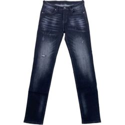 - ST802 Mens Black Washed Straight Leg Jeans