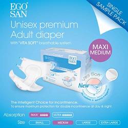 Egosan Maxi Incontinence Adult Diaper Brief Maximum Absorbency And Adjustable Tabs For Men And Women Medium Sample Diapers