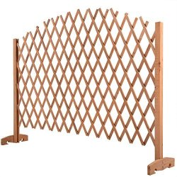 expanding portable fence wooden screen pet gate kid safety dog lawn patio garden