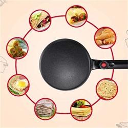 Tronet Portable Electric Crepe Maker With Non-stick Coating Round MINI Frying Pan Bacon Egg Pancake Pot Household Kitchen Cooking Tools Black