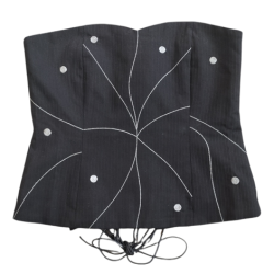 Lace Up Corset With Silver Decorative Stitching - S 8 10