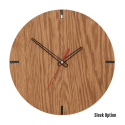 Mika Wall Clock In Oak - 300MM Dia Natural Sleek Red Second Hand