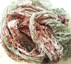Grey And Pink Lacey Scarf