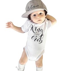 Sunbona Newborn Toddler Baby Boys Girls Letter Print Short Sleeve Romper Playsuit Outfits Clothes White 3M 0 3MONTHS