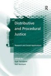 Distributive And Procedural Justice - Research And Social Applications Paperback