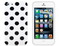 Polka Dot Flex Gel Tpu Cover Case For Apple Iphone 5S Iphone 5 - White Black