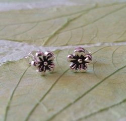 Genuine Sterling Silver Flower Stud Earrings