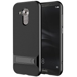 Huawei Mate 8 Case Eabuy Dual Layer PC Bumper + Soft Tpu Net Textured Anti-slip Shockproof Kickstand Protective Shell Case Cover For Huawei Mate 8 Black