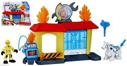 Playskool Heroes Transformers Rescue Bots Griffin Rock Garage With Kade Burns And Fireplug The Dalmation