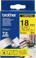 Brother TZ-641 P-touch Laminated Tape Black On Yellow 18MM X 8M