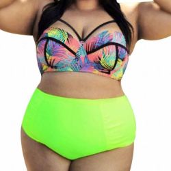 Floral Butterfly Printed Bra And Neon Pants Set