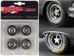 Gmp Pro Star 5-SPOKE Drag Wheels And Tires Set Of 4 Pieces From Pork Chop's 1966 Ford Fairlane 1 18 18912