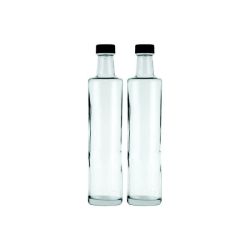 Consol - 500ML Round Oil vinegar Bottle With Black Lid - 2 Pack