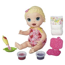 Baby Alive Super Snacks Snackin Lily Baby: Blonde Baby Doll That Eats With Reusable Doll Food Spoon And 3 Accessories Doll For 3-YEAR-OLD Girls