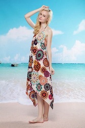 Retro Multicolour Sarong Dress - Chiffon