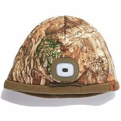 Hot Shot Men's Camo Triton Rechargeable LED Lighted Fleece Beanie - Realtree Edge Outdoor Hunting