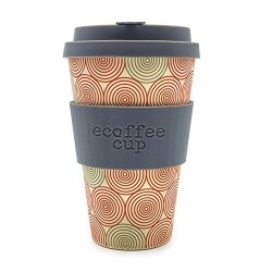 14OZ 400ML Ecoffee Reusable Cups With Silicone Lid Tops Made With Natural Bamboo Fibre Swirl