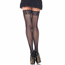 Leg Avenue Women's Stay-up Micronet Thigh Highs With Diamond Backseam Black One Size