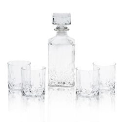 - Decanter With Lid & 4 Whiskey Glasses Set