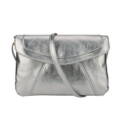 Small Jiaruo Shopper Crossbody Shoulder Bag Leather Wallet Purse Silver 2
