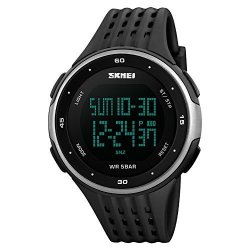 Digital Watches For Men Women's Watch Skmei Watreproof Chronograph Black Band Sports Ladies Watches Silver