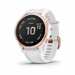 Garmin Fenix 6S Sapphire Premium Multisport Gps Watch Smaller-sized Features Mapping Music Grade-adjusted Pace Guidance And Pulse Ox Sensors Rose Gold With Gray Band