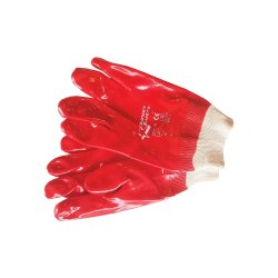 Glove - Pvc - Knit Wrist - Red - 27CM - 10 Pack